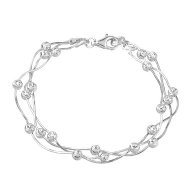 Pulsera Tres Cadenas c/bolitas Plata
